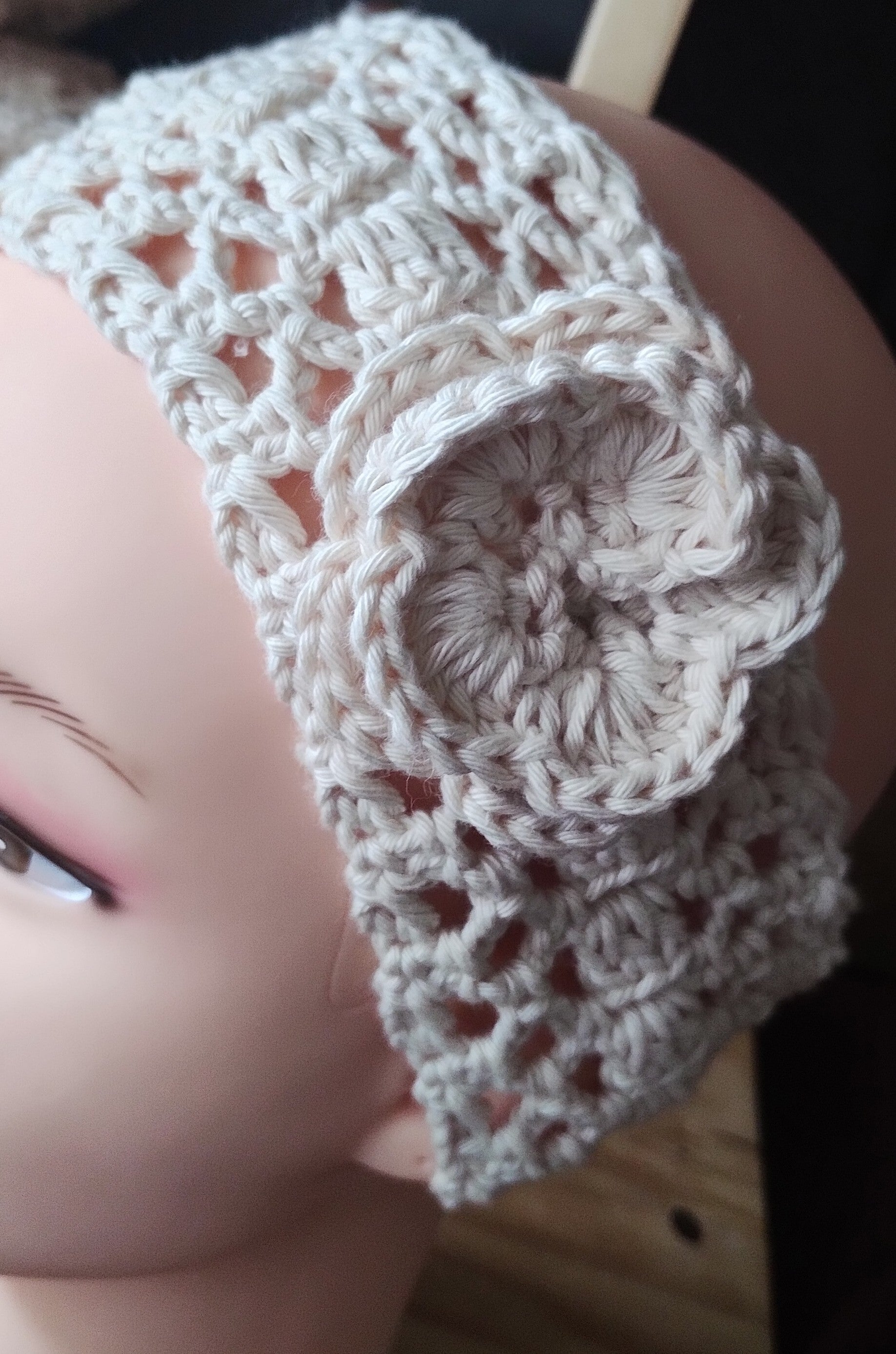 Headband Ruban fleuri - Bébé Crochet