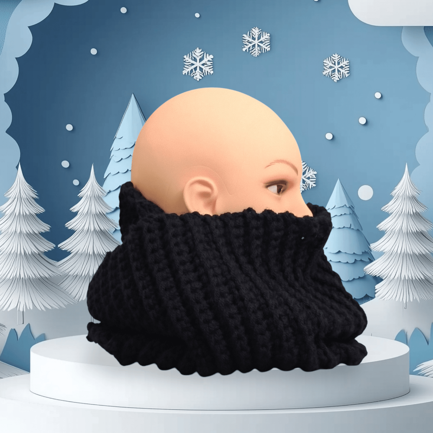 Snood long classique couleur bleu marine