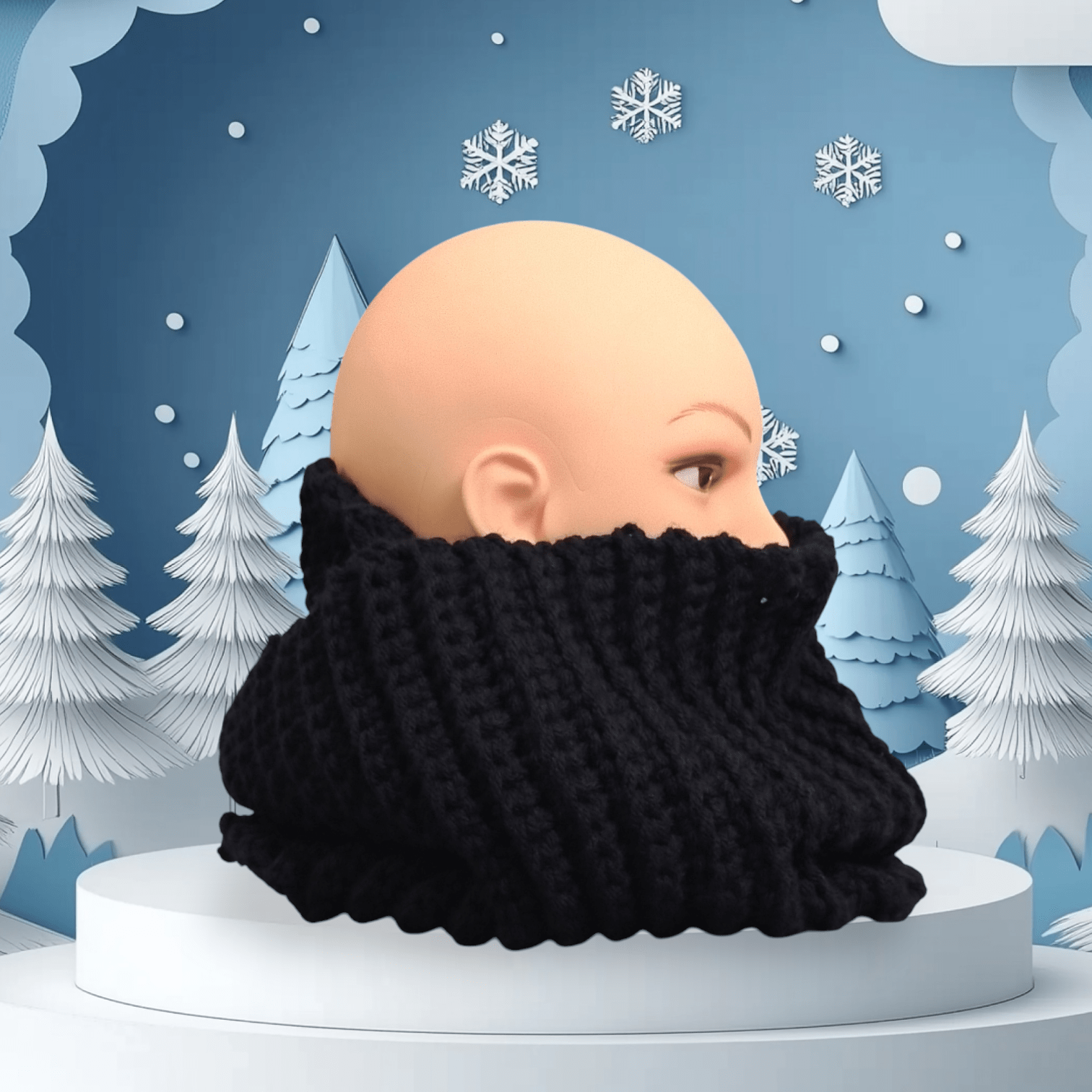 Snood long classique couleur bleu marine